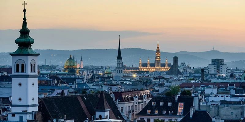 Vienna rooftops and atmospheric cityscape