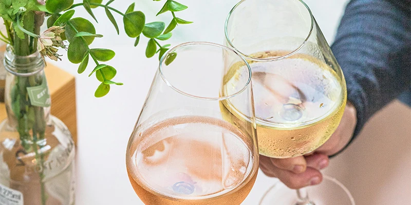 Wine glasses and Heuriger buffet spread