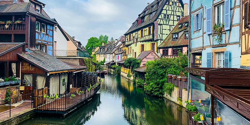 Canal reflections in the Little Venice quarter of Colmar