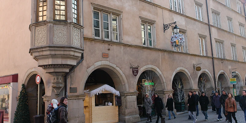 The arcades of the Koïfhus, the old Customs House in Colmar