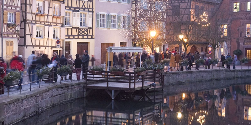 Evening reflections along a Colmar canal