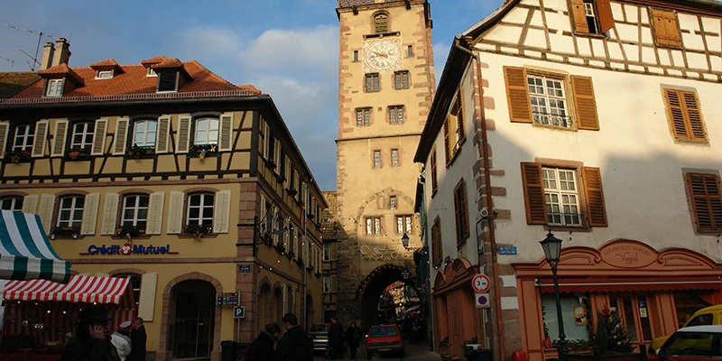 Painted and half-timbered houses along the Grand Rue in Ribeauvillé
