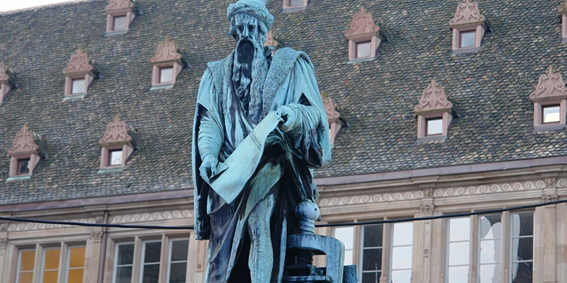 The Gutenberg statue in Place Gutenberg, Strasbourg