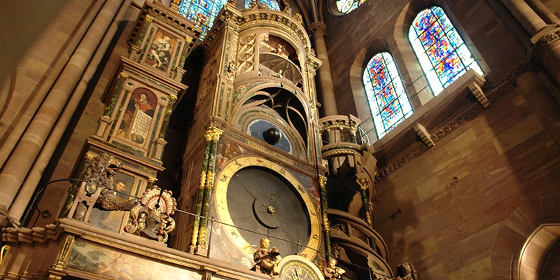 The gilded swallow's-nest organ case in Strasbourg Cathedral