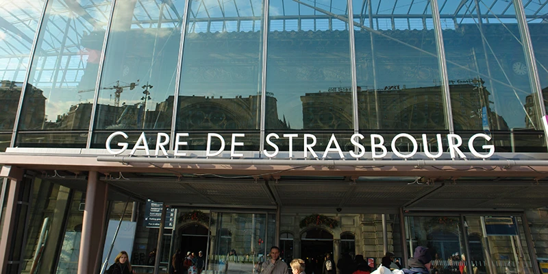 The curved glass shell of the Gare de Strasbourg