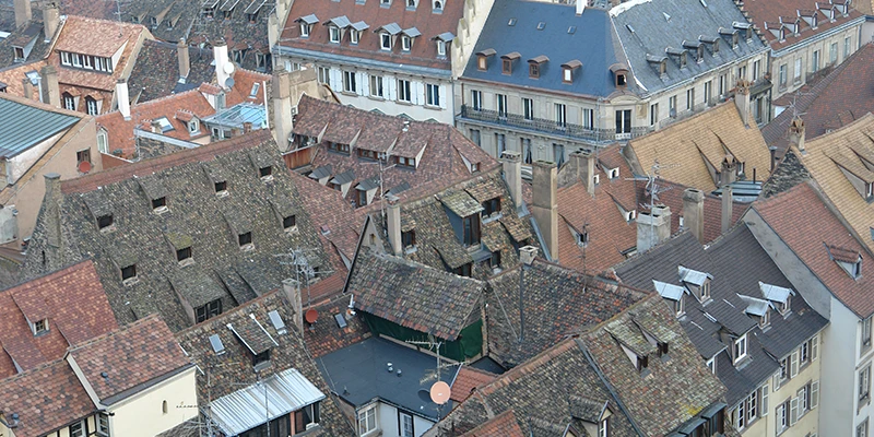 View over the rooftops of Strasbourg from the cathedral tower