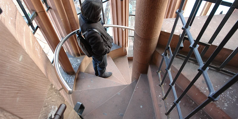 Looking down from the tower platform of Strasbourg Cathedral