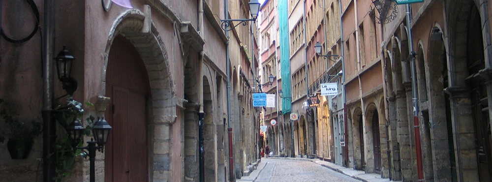 Narrow arched lane in the old quarter of Lyon