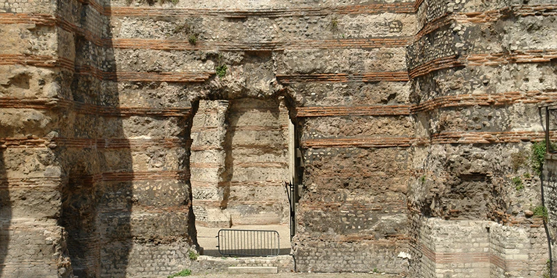 The Gallo-Roman bath walls beneath the Musée de Cluny, Paris