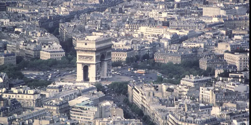 The Arc de Triomphe and the twelve avenues radiating from the Étoile, Paris