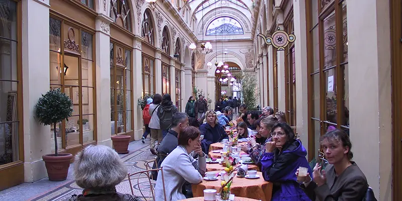 The glass-roofed Galerie Vivienne shopping passage, Paris