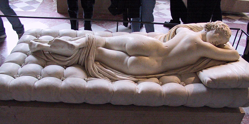 Classical sculpture in the ground-floor galleries of the Louvre, Paris