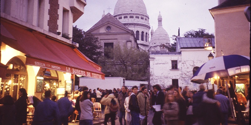 The streets of Montmartre at twilight, Paris