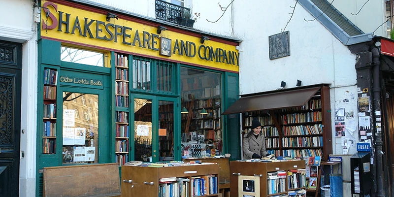 The Shakespeare and Company bookshop on the Rue de la Bûcherie, Paris