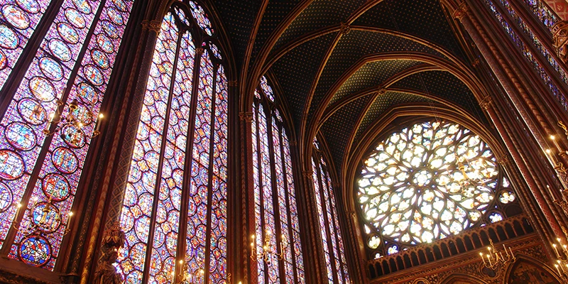 The stained-glass windows and rose window of the Sainte-Chapelle, Paris