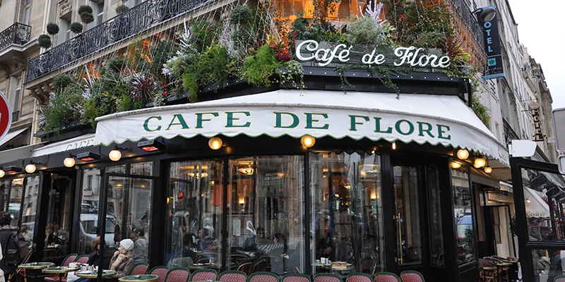 The Café de Flore on the Boulevard Saint-Germain, Paris