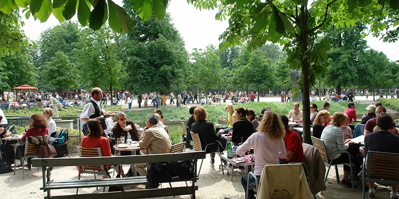 The Tuileries garden between the Louvre and the Concorde, Paris