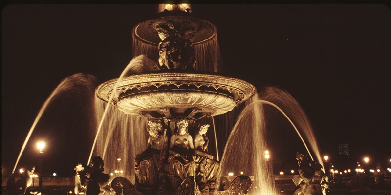The Place de la Concorde floodlit at night, Paris