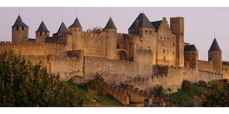 Views carcassonne 2018 view from below at night01
