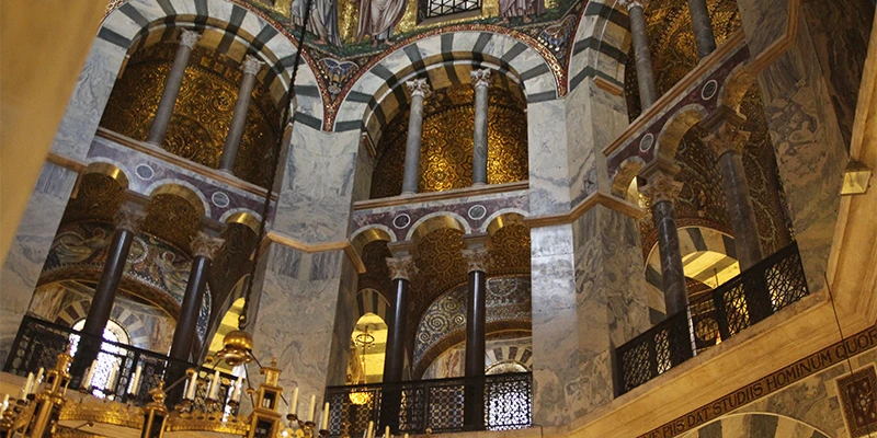 Interior of the Palatine Chapel showing the octagonal vault and columns