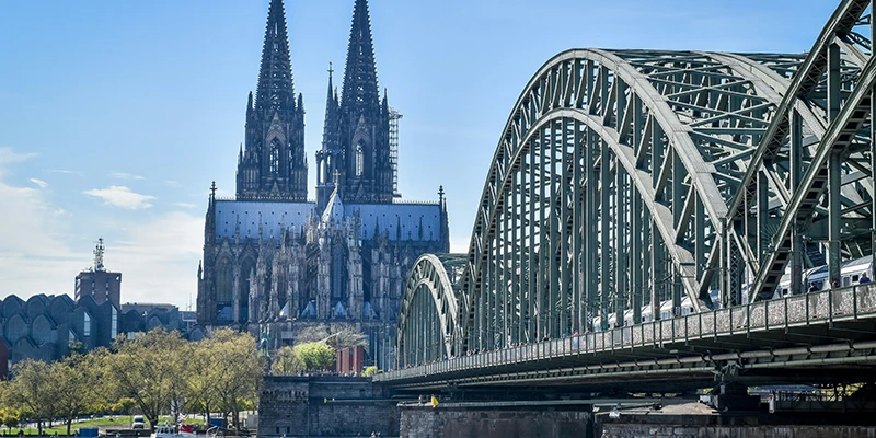 Cologne Cathedral twin spires above the Rhine
