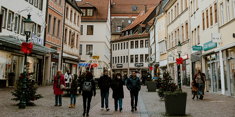 pedestrian shopping street in the old town
