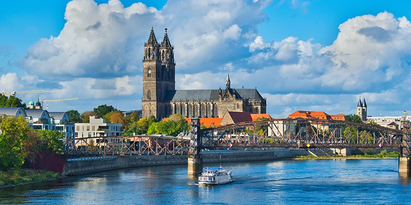 Magdeburg Cathedral towers above the Elbe