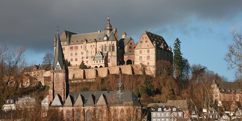 Marburg old town climbing the hillside to the castle