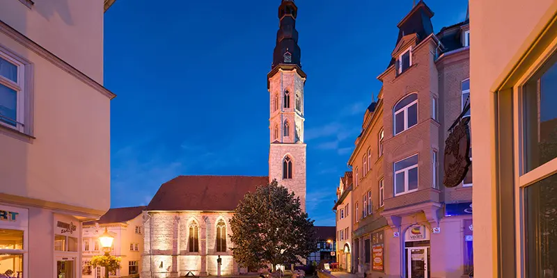 Mühlhausen old town with medieval church towers
