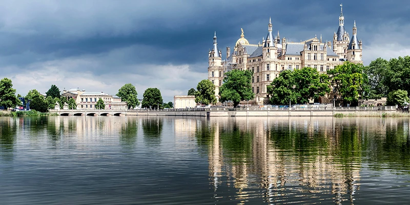 Schloss Schwerin, the island castle, from across the lake