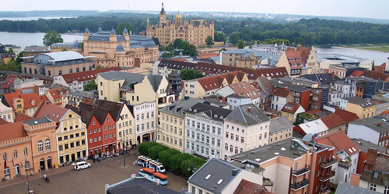 view looking down into market square