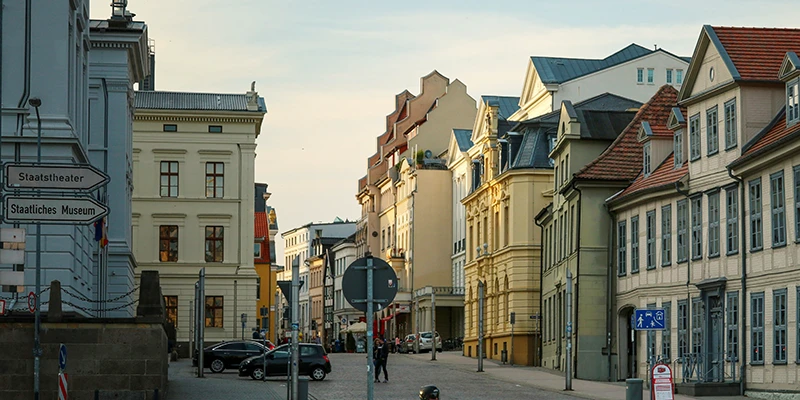 pedestrian shopping street in the old town