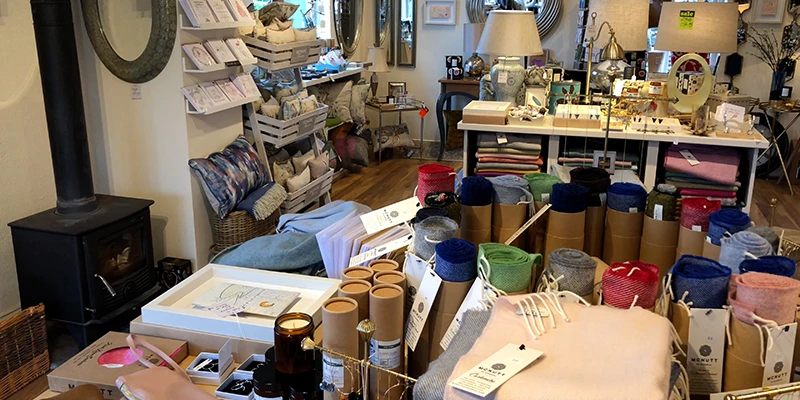 Coach House owner with her display of Irish-made goods