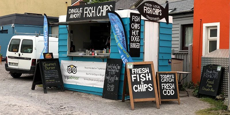 Dingle Doghouse outdoor food shack in a parking lot