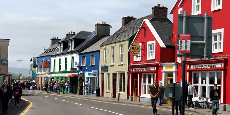 The Woods waterfront street in Dingle along the harbor