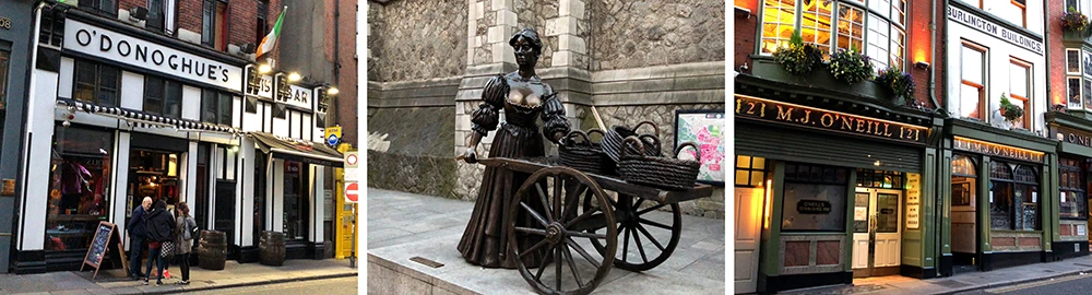 The Molly Malone bronze statue with her cart of cockles and mussels