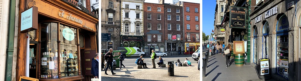 Dame Street, a fine mix of pubs, sandwich joints, Italian restaurants, and bakeries
