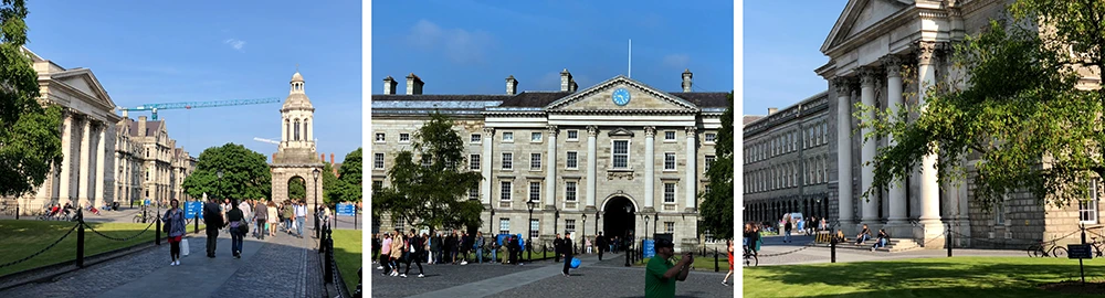 The front square and historic buildings of Trinity College Dublin