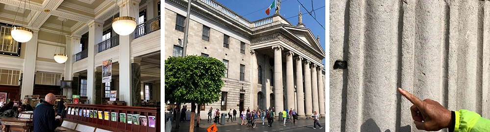 General Post Office. There are still bullet holes in its columns