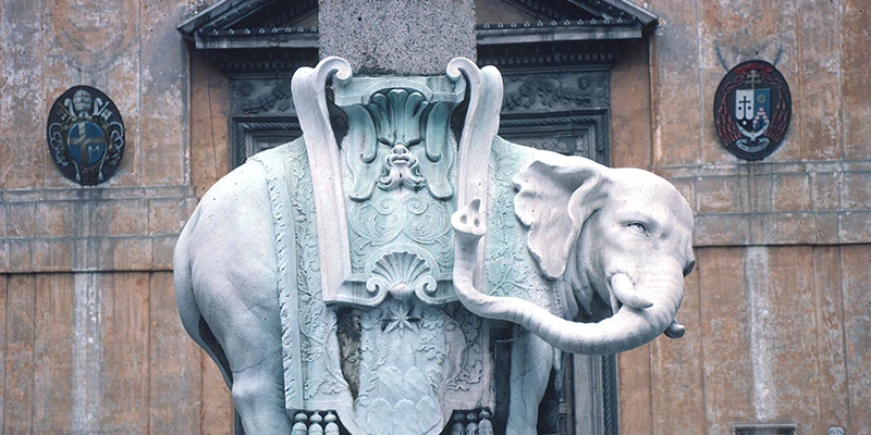 Elephant statue with obelisk