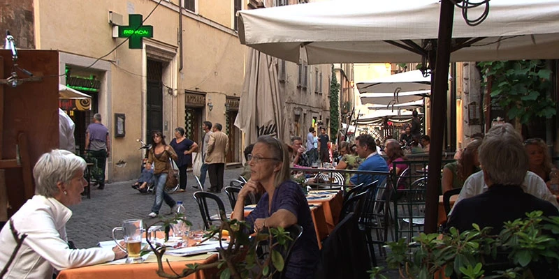 Evening cafe scene