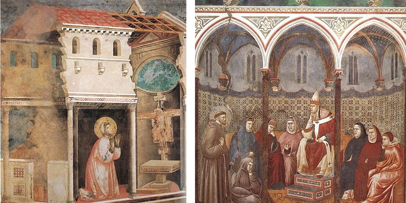 Giotto - Legend of St Francis - St Francis Preaching before Honorius III