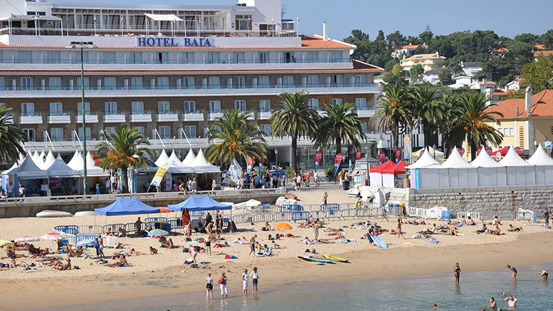 Beach at Cascais with a hotel behind it