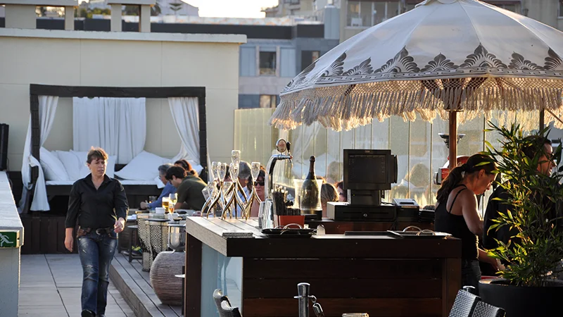 Hotel bar and lounge interior in Lisbon