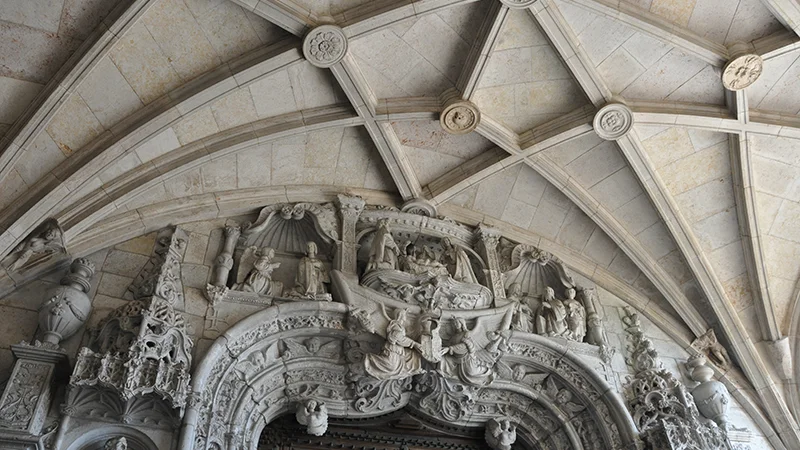 Close view of the carved vault ribs at Jeronimos Monastery