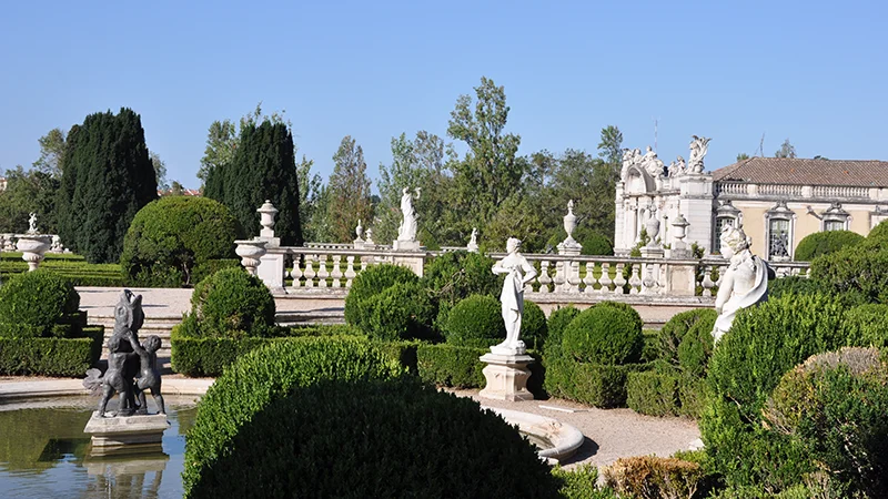 Exterior of Queluz Palace with its formal gardens