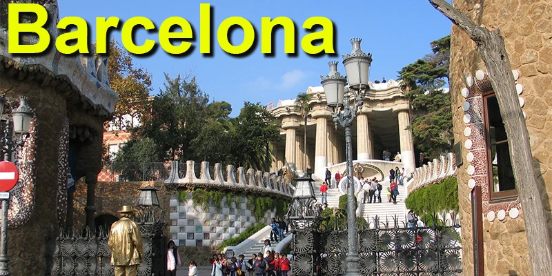 Panoramic view of Barcelona cityscape with historic architecture and Mediterranean skyline