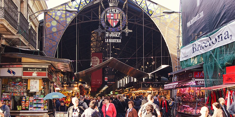 Entrance to Mercat de la Boqueria on La Rambla