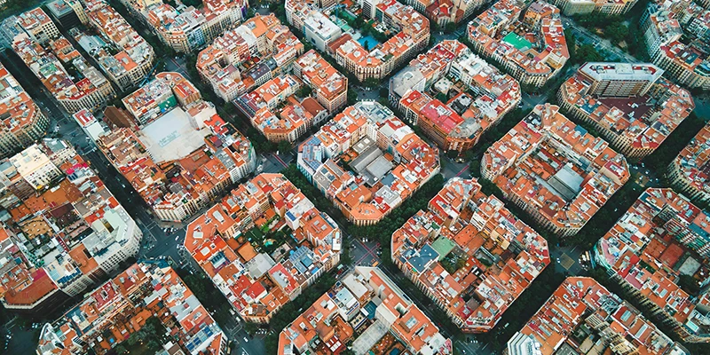 Trendy boutiques and cafes in Eixample neighborhood