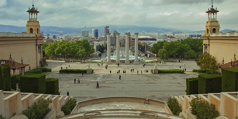 View of Montjuïc hill with museums and parks